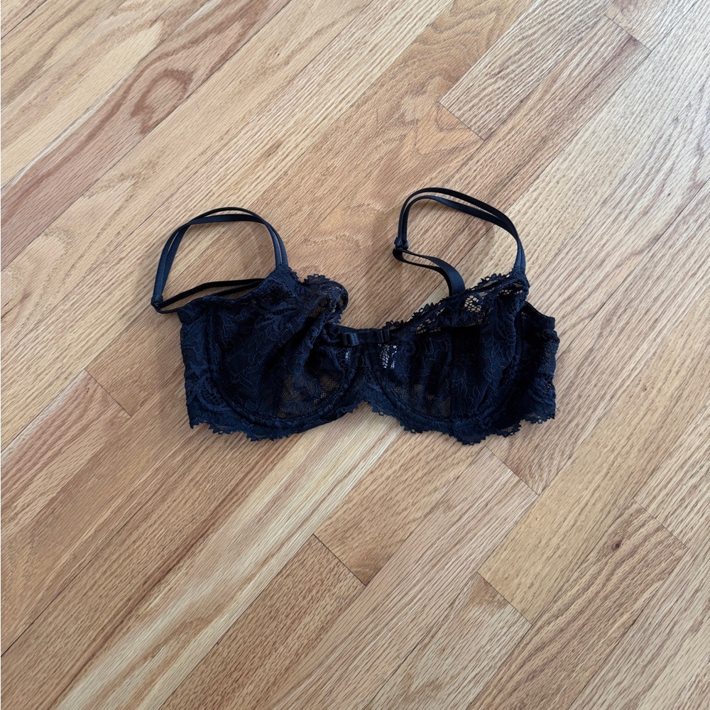 Vintage simone perele black lace bra underwire 34D